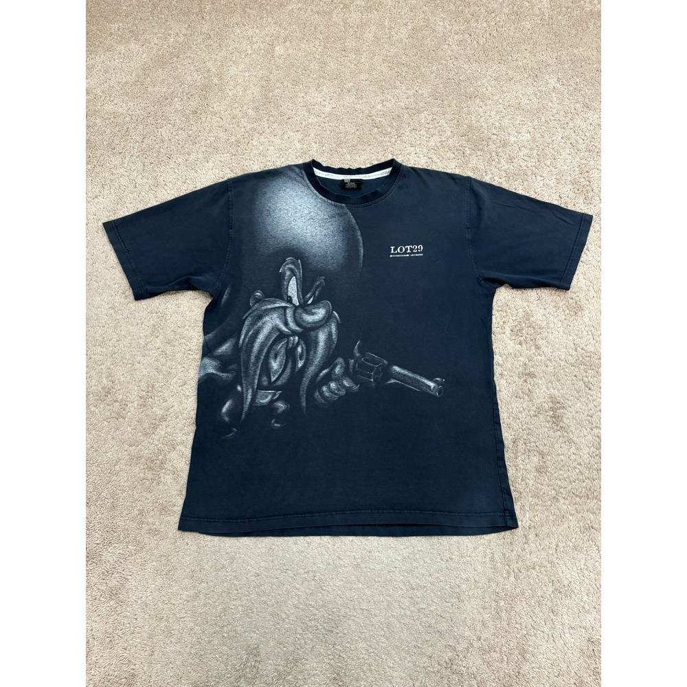 Vintage Lot 29 Yosemite Sam Looney Tunes Faded Black T-Shirt Size XL
